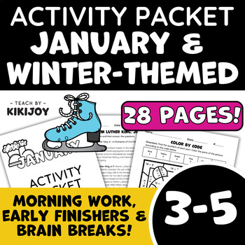 Preview of January New Years Morning Work- Fast Finisher No Prep Activity Packet 3rd-5th