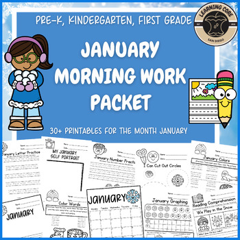 Preview of January Morning Work Packet PreK Kindergarten First Grade TK UTK Winter
