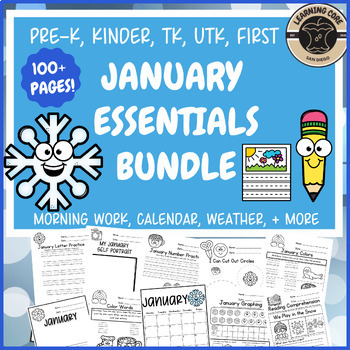 Preview of January Morning Work PreK Kindergarten First Grade TK UTK Winter Bundle