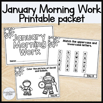 Preview of January Morning Work Printable Packet! Preschool+Kindergarten Bible Curriculum