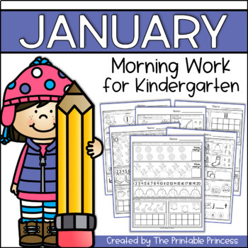 Preview of January Morning Work for Kindergarten
