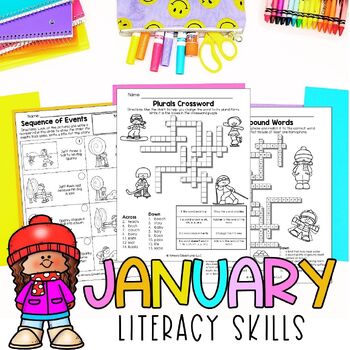 Preview of January NO PREP | Morning Work | 3rd Grade Literacy Worksheets | Language Arts