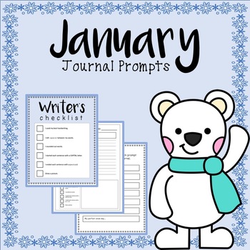 Preview of January NO-PREP Journal Prompts | Seasonal Holiday Centers | First Grade