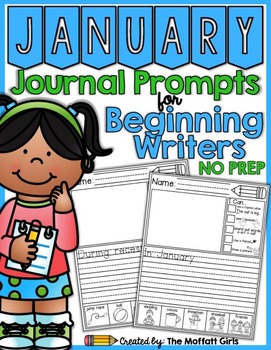 Preview of January NO PREP Journal Prompts for Beginning Writers