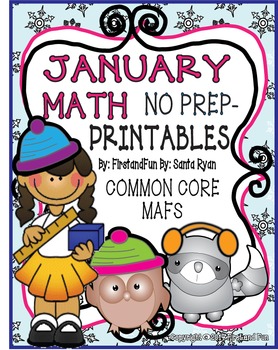 Preview of January NO PREP Math Fun Printables  Common Core MAFS Envision PACKET