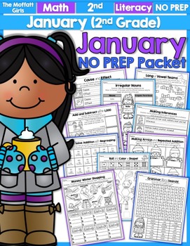 Preview of January NO PREP Math and Literacy (2nd Grade)