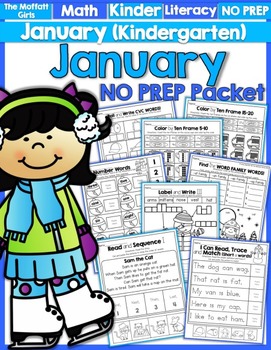 Preview of January NO PREP Math and Literacy (Kindergarten)