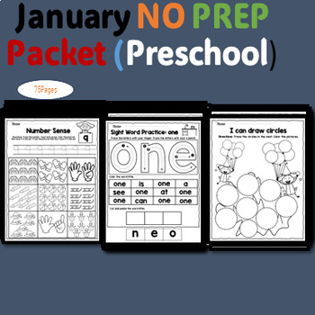 Preview of January NO PREP Packet (Preschool) worksheets