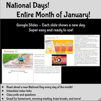 Preview of January - National Days (Brain Break/Morning Meeting/Homeroom)