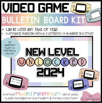 Preview of January New Year 2024 Bulletin Board Kit | Video Game Bulletin Board | A-Z, 0-9