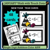 January New Year Tap the Dots Addition Task Cards: Single Digit
