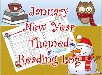 Preview of January New Year Themed Reading Log that Reinforces Literary Elements