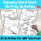 January | New Year Word Work Activities For ANY Word List