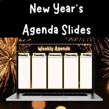 Preview of January New Years 2024 Daily Agenda Morning Meeting Slides Templates