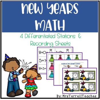 Preview of January Bundle New Year Math Add Subtraction Time Kindergarten 1st 2nd Grade