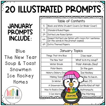 January No Prep Journal Prompts by BookishViolet | TPT