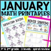 January No Prep Math Printables for 1st & 2nd Grade | Digital
