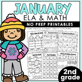 January No Prep Printable Worksheets- ELA & Math- Second Grade