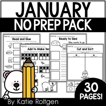 Preview of January No-Prep Printables for Kindergarten