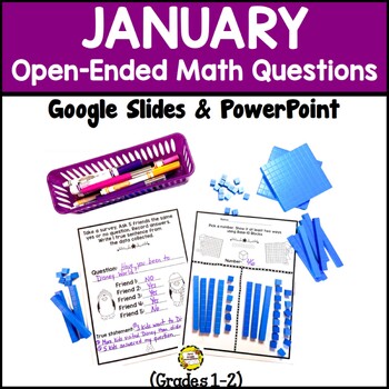 Preview of January Open-Ended Math Questions for Journals or Do-Nows Low Prep Printables