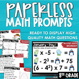 January PAPERLESS Math Prompts Morning Work Spiral Review 
