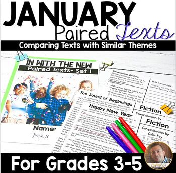 Preview of January Paired Texts- Fictional Passages with Comprehension for Grades 2-6