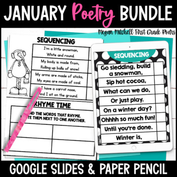 January Poems Digital & Paper Poetry Unit by First Grade Roars | TPT