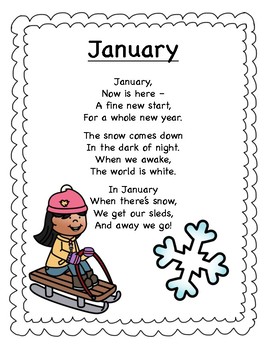 January Poetry Kindergarten & First Grade by Wishful Learning by Beckie Lee