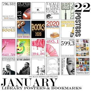 Preview of January Posters & Bookmarks for Classroom & School Libraries