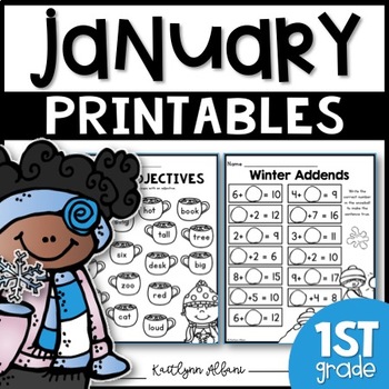 Preview of January Printables - Math and Literacy Packet for First Grade