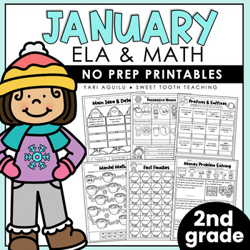 Preview of January Printables | Second Grade Review Worksheets | Grammar, Reading & Math