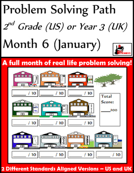 Preview of January Problem Solving Path: Real Life Word Problems for 2nd Grade / Year 3