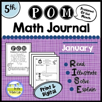 Preview of 5th Grade Math Word Problems JANUARY Journal - 3 Formats Included