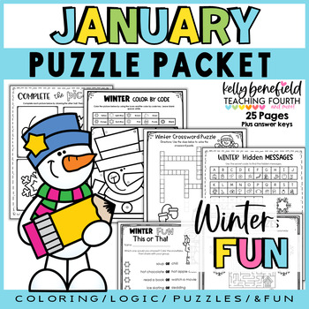 Preview of January Puzzles Mazes and Brain Teasers Logic Puzzles Winter Activities