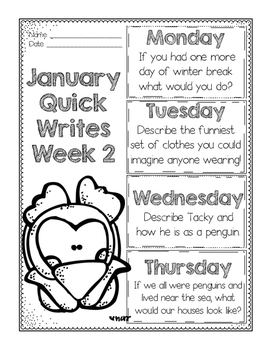 January Quick Writes by Bethany Ray | Teachers Pay Teachers