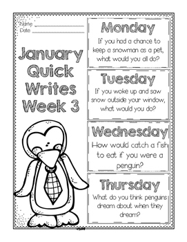 January Quick Writes by Bethany Ray | TPT
