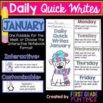 Preview of Winter Activities January Quick Writes