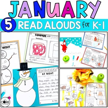 Preview of January Read Alouds - Winter Activities - Reading Comprehension Bundle K, 1st