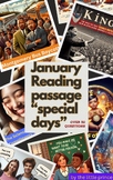 January Reading Comprehension Passages Special Days