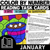 January Reading Comprehension Task Cards - Color by Number