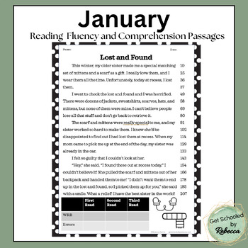 January Reading Fluency and Comprehension Passages by Get Schooled By ...