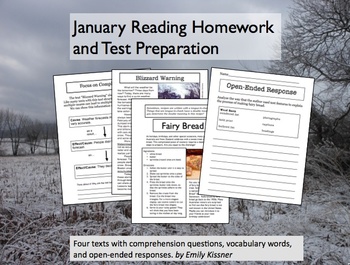 Preview of January Reading Homework and Test Preparation