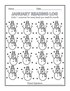 Preview of January Reading Log