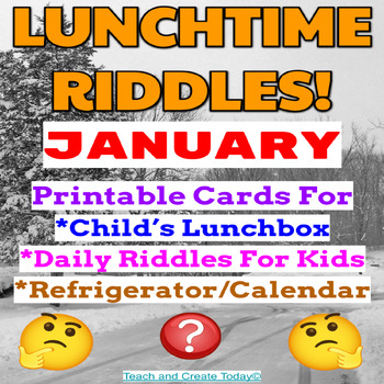 Preview of January Winter Riddle Cards  Printable Lunch Box Notes  3rd 4th 5th grade