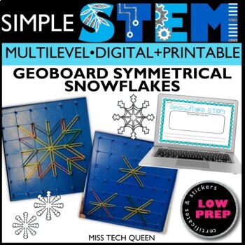 Preview of January STEM Activities Geoboard Snowflakes Symmetry Winter STEAM