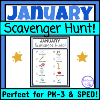 Preview of January Activity Scavenger Hunt Preschool Elementary Special Education Winter