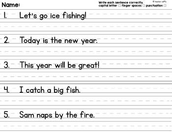 January Sentence Writing Worksheets | Copy Sentences | K-2 by Teacher Caffe