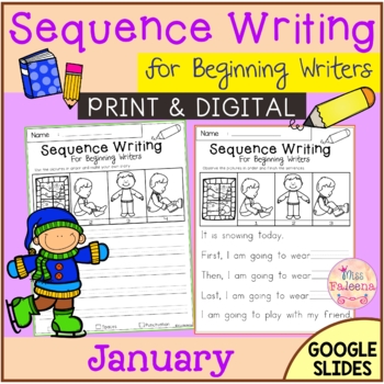 Preview of January Sequence Writing for Beginning Writers | Print & Digital