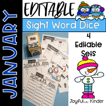 Preview of January Sight Word Roll {EDITABLE}