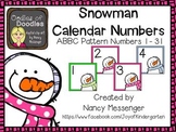 January Snowman Calendar Numbers w/ ABBC for Patterning Freebie